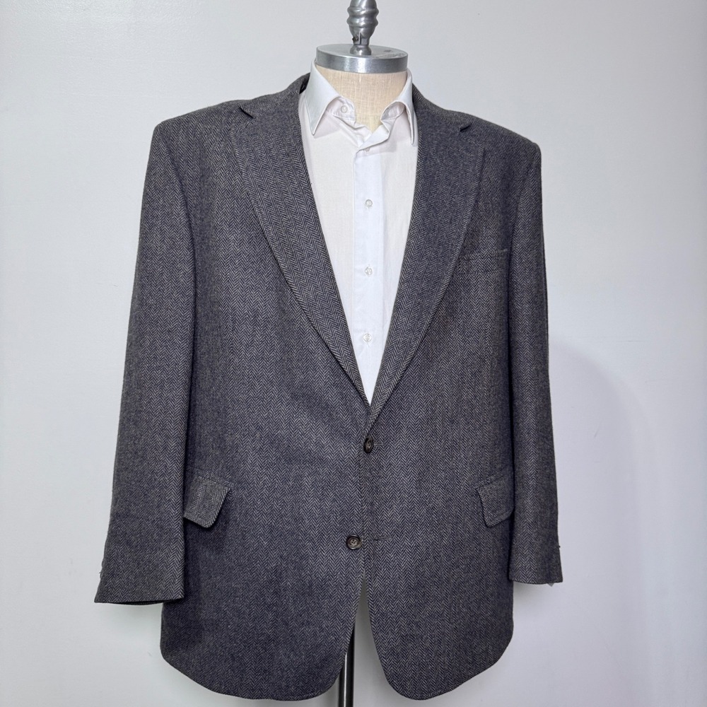 Jos. A.‎ Bank Blazer Mens 54L Grey Herringbone Wool Executive Collection Jacket